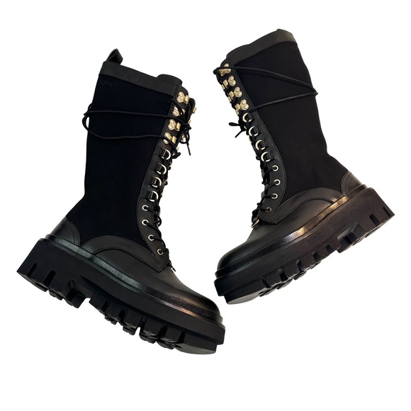 ALLSAINTS Women’s Beth Leather & Canvas Tall Platform Boots Size:6 US/ 36 EU NEW - Picture 7 of 16